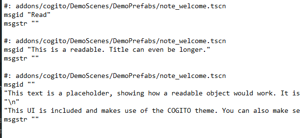Screenshot of the generated POT file.